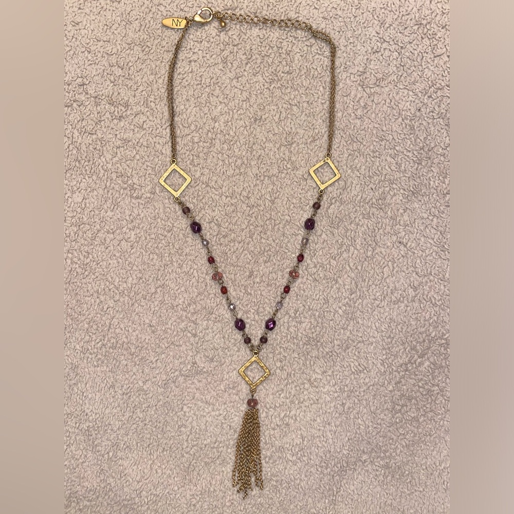 New York & Company Gold and Purple Necklace